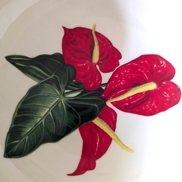 SANTA ANITA Red Anthurium Flower of Hawaii Fruit Bowl - Picture 3 of 5